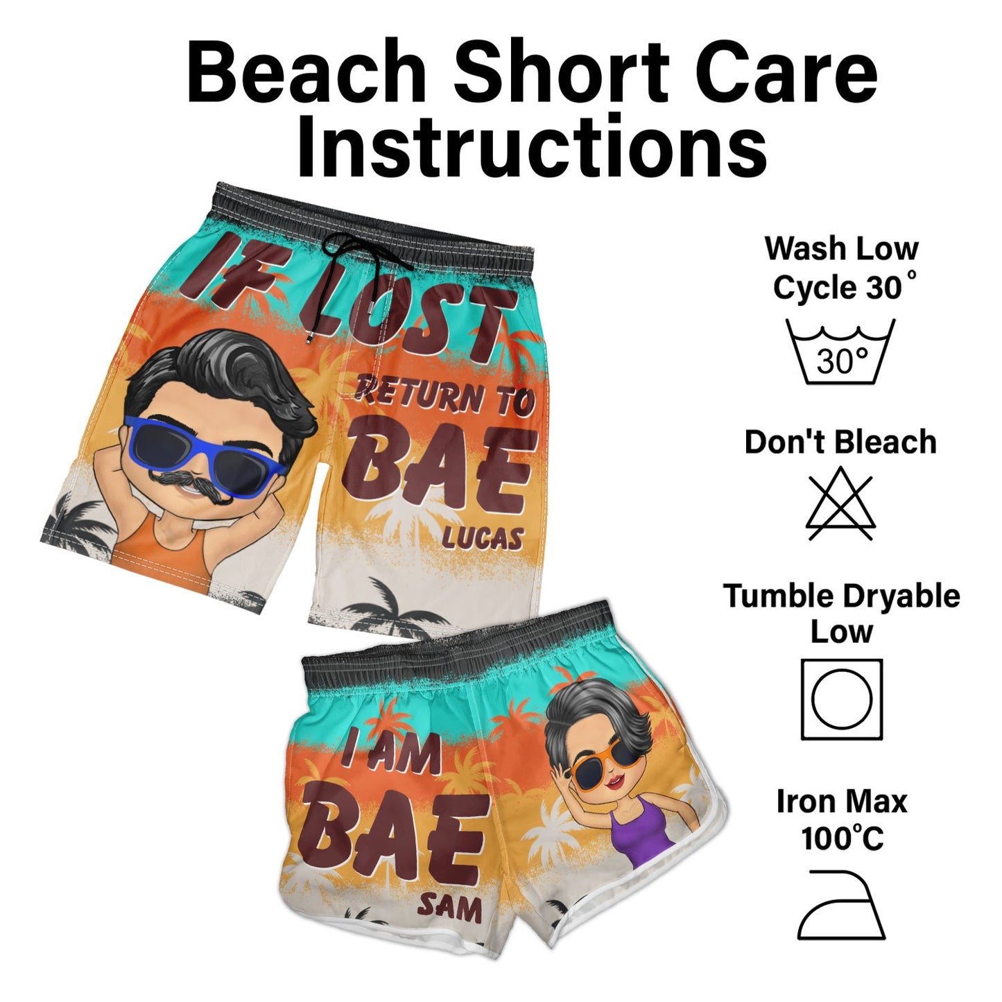 I Love His Dedication Her Personality Summer Beach Vibes - Gift For Spouse, Lover, Husband, Wife, Boyfriend, Girlfriend - Personalized Custom Couple Beach Shorts