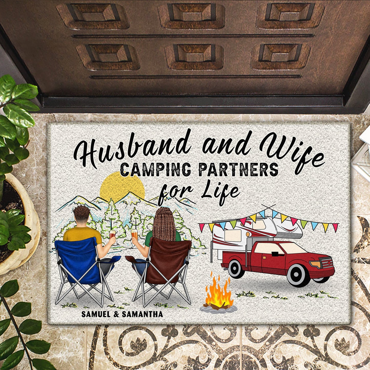 Home Is Where We Park It - Gift For Camping Lovers - Personalized Custom Doormat