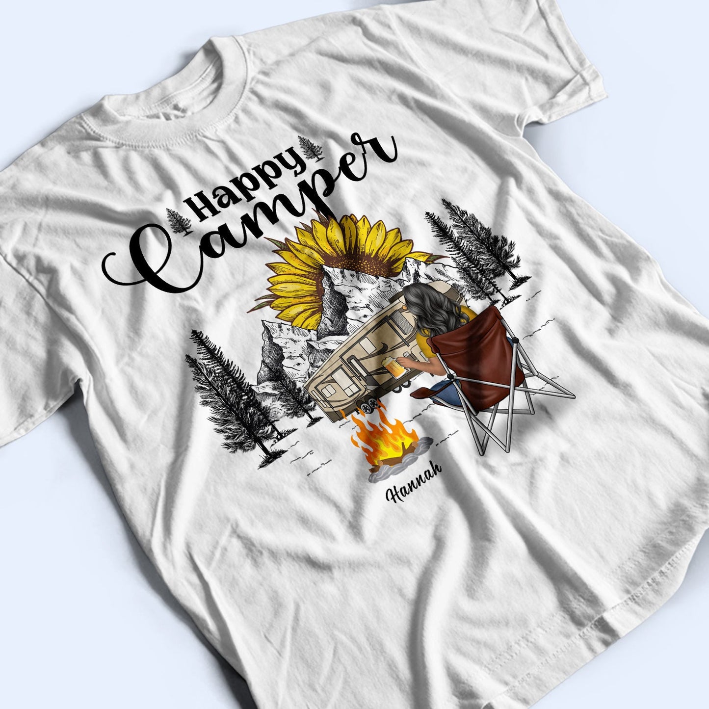 Happy Camper - Gift For Camping Lovers - Personalized Custom T Shirt