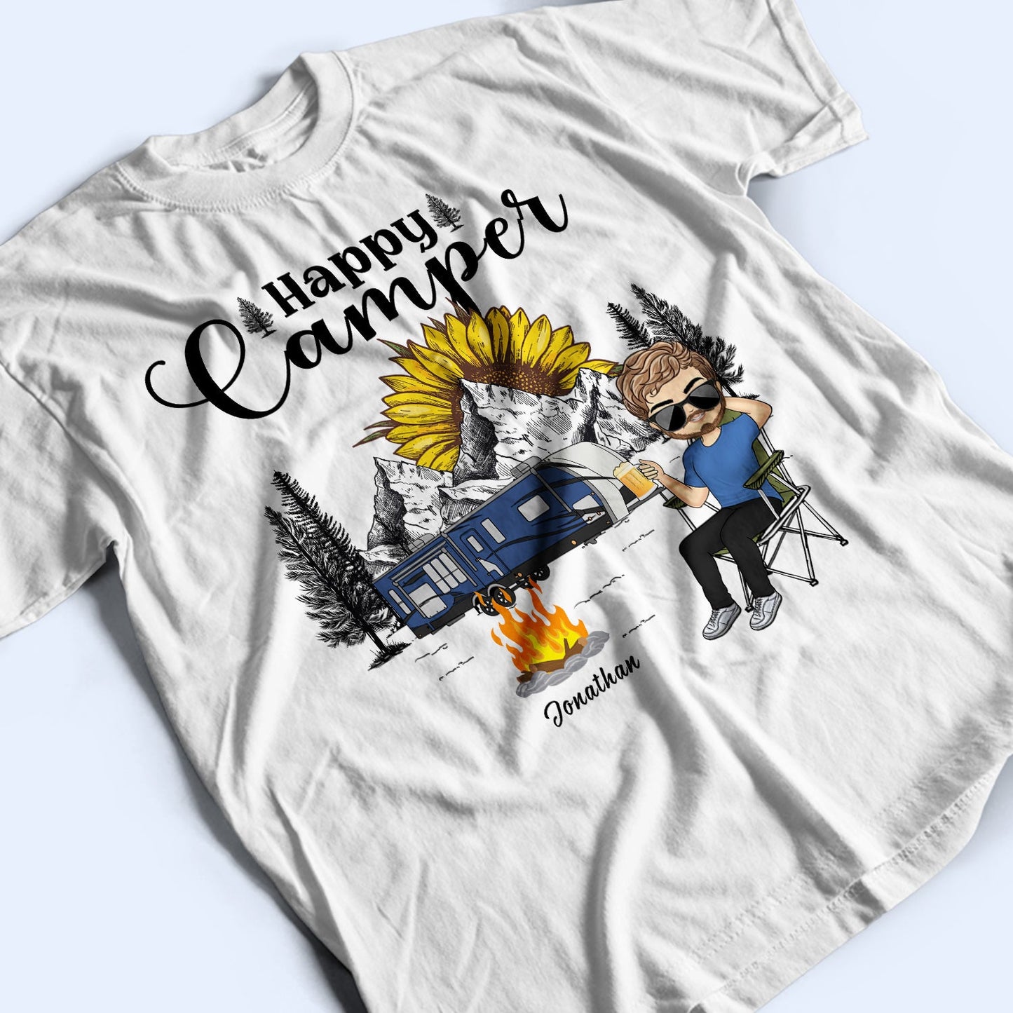 Happy Camper Chibi - Gift For Camping Lovers - Personalized Custom T Shirt