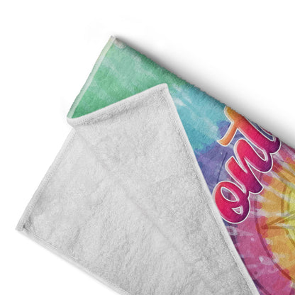 Tie Dye Pontoon Queen - Gift For Pontoon Owner - Personalized Custom Beach Towel