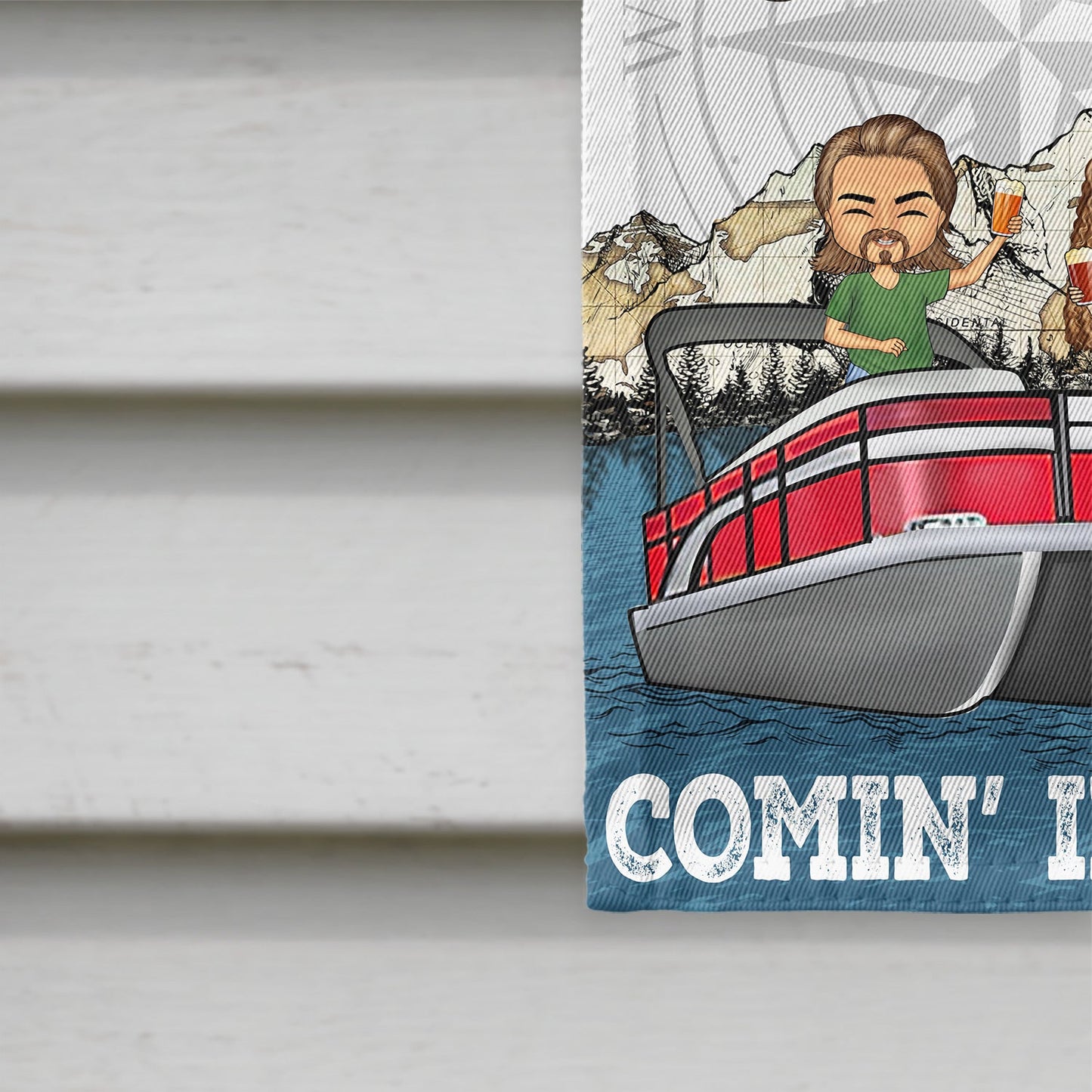 Comin' In Hot Pontoon - Birthday, Traveling, Cruising Gift For Lake Beach Lovers, Travelers - Personalized Custom Flag