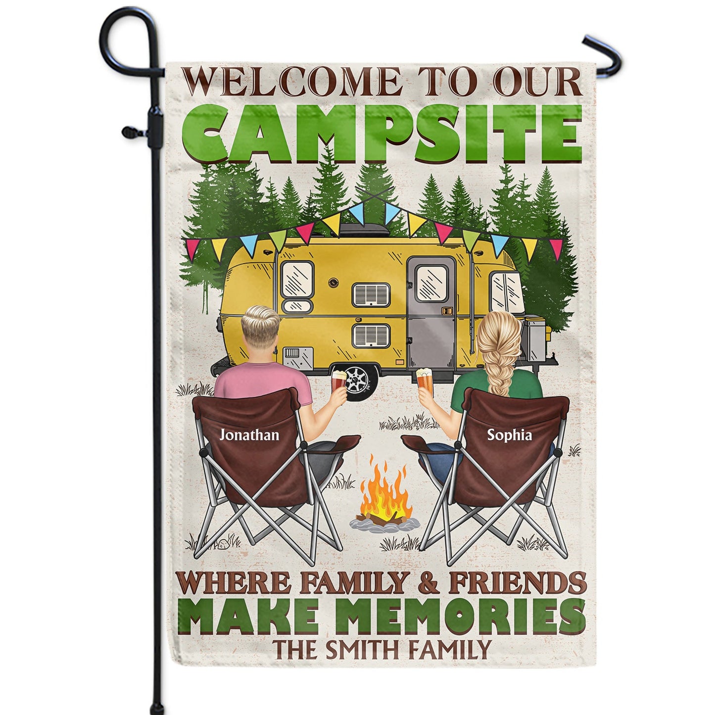 Where Family And Friends Make Memories - Gift For Camping Lovers - Personalized Flag