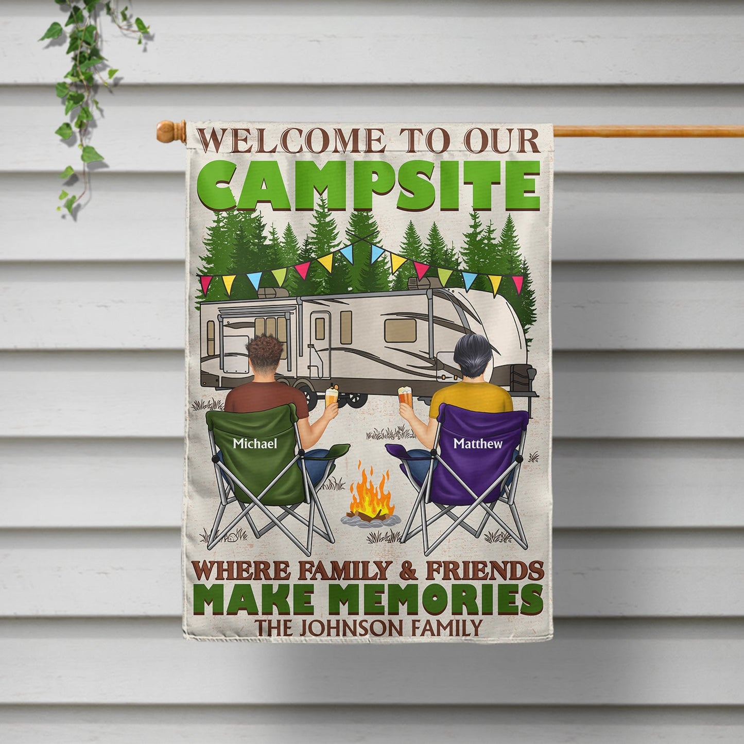 Where Family And Friends Make Memories - Gift For Camping Lovers - Personalized Flag