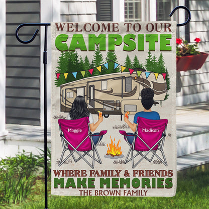 Where Family And Friends Make Memories - Gift For Camping Lovers - Personalized Flag