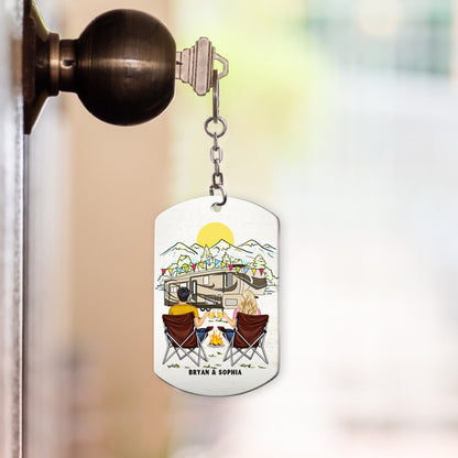 Home Is Where We Park It - Gift For Camping Lovers - Personalized Aluminum Keychain