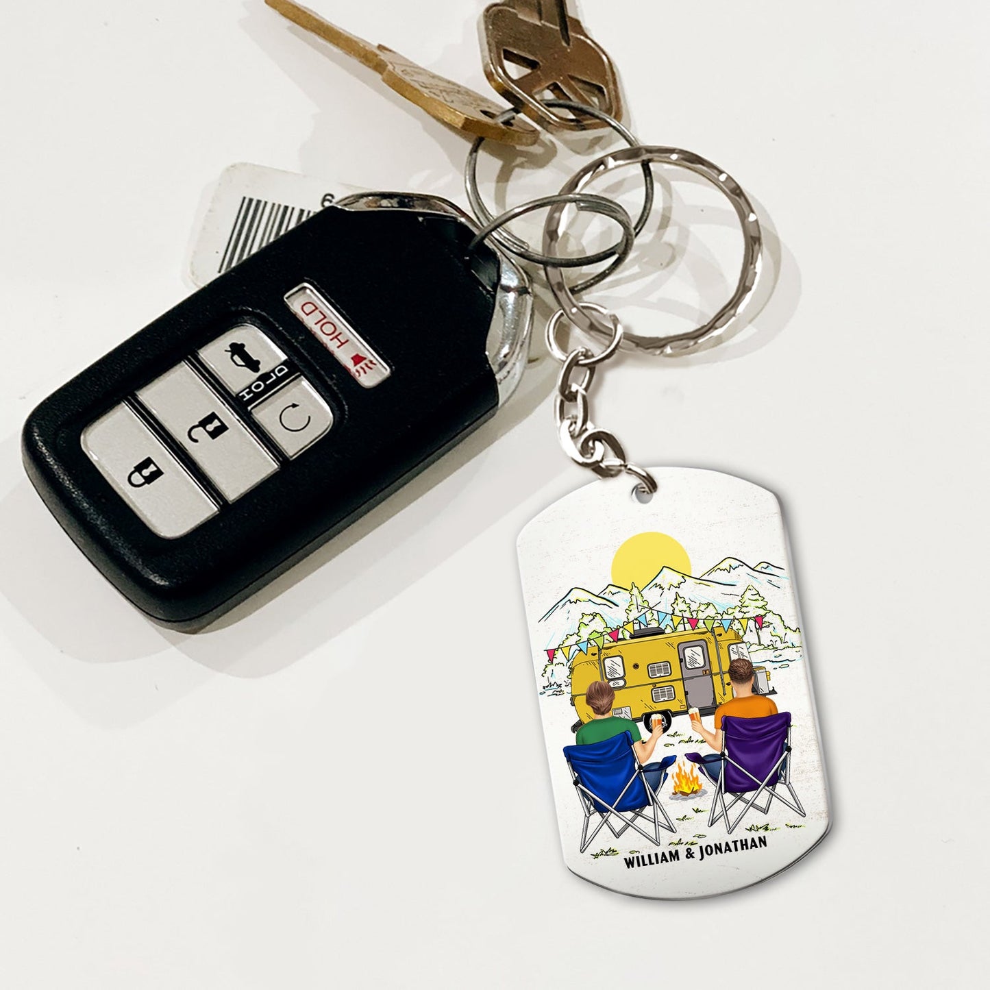 Home Is Where We Park It - Gift For Camping Lovers - Personalized Aluminum Keychain