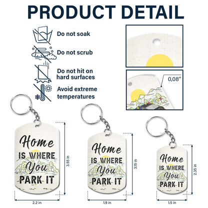 Home Is Where We Park It - Gift For Camping Lovers - Personalized Aluminum Keychain