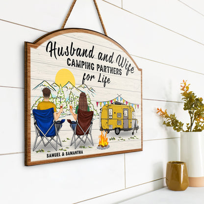 Home Is Where We Park It - Gift For Camping Lovers - Personalized Custom Shaped Wood Sign