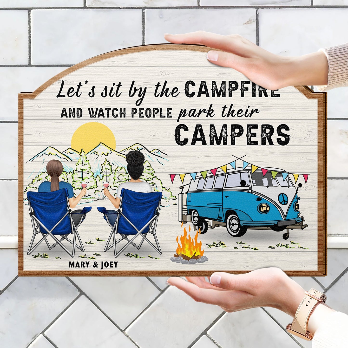 Home Is Where We Park It - Gift For Camping Lovers - Personalized Custom Shaped Wood Sign