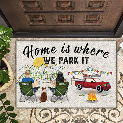 Home Is Where We Park It You And Me And The Dogs - Gift For Camping Lovers - Personalized Doormat