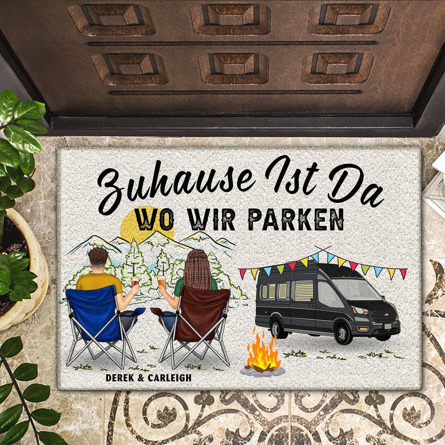 Zuhause Ist Da Wo Wir Parken - Personalisierte Fußmatte