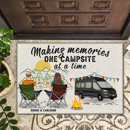 Making Memories One Campsite At A Time Back Couple - Gift For Camping Couples - Personalized Doormat