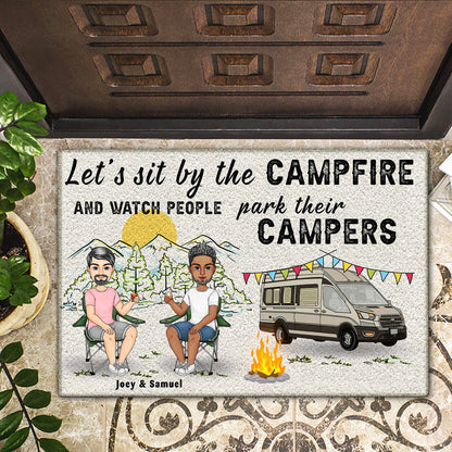 Making Memories One Campsite At A Time Cartoon - Gift For Camping Couples - Personalized Doormat