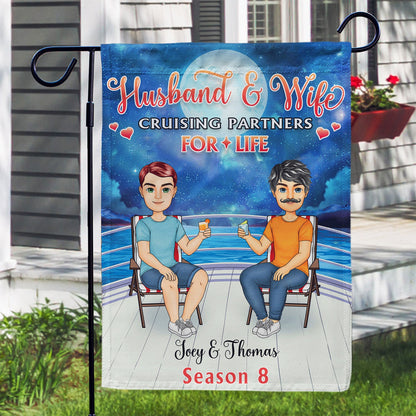 Cabin Flag Cruising Partners For Life Cartoon - Gift For Traveling, Cruising Lovers - Personalized Flag