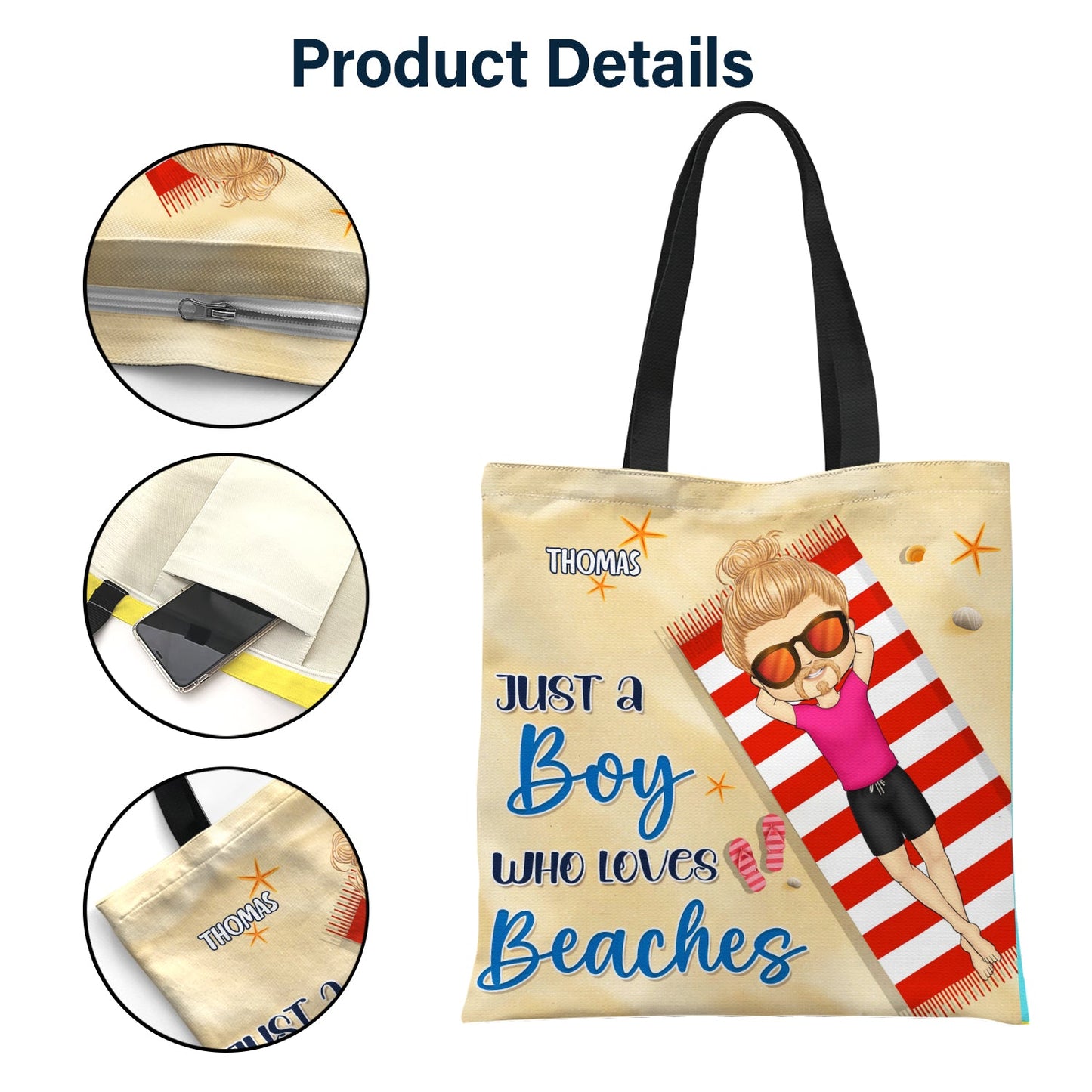 Just A Girl Who Loves Beach Traveling - Birthday Gift For Travel Lovers - Personalized Zippered Canvas Bag