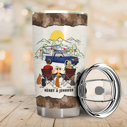 You And Me & The Dogs Camping Couples - Gift For Camping Lovers - Personalized Tumbler