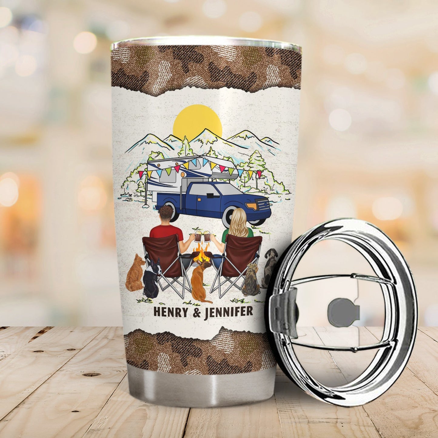 You And Me & The Dogs Camping Couples - Gift For Camping Lovers - Personalized Tumbler