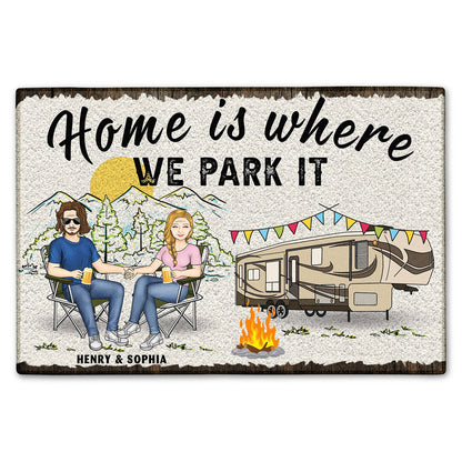 Home Is Where We Park It Family - Gift For Couple - Personalized Doormat