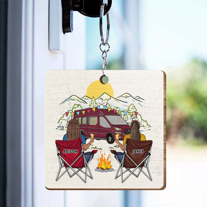 Keys To The Campers - Gift For Couples - Personalized Wooden Keychain