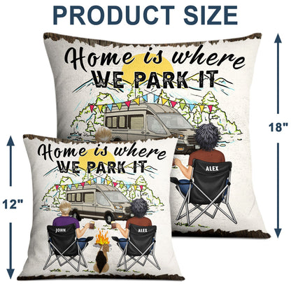 You & Me And The Dog Home Is Where - Gift For Camping Couples - Personalized Pillow