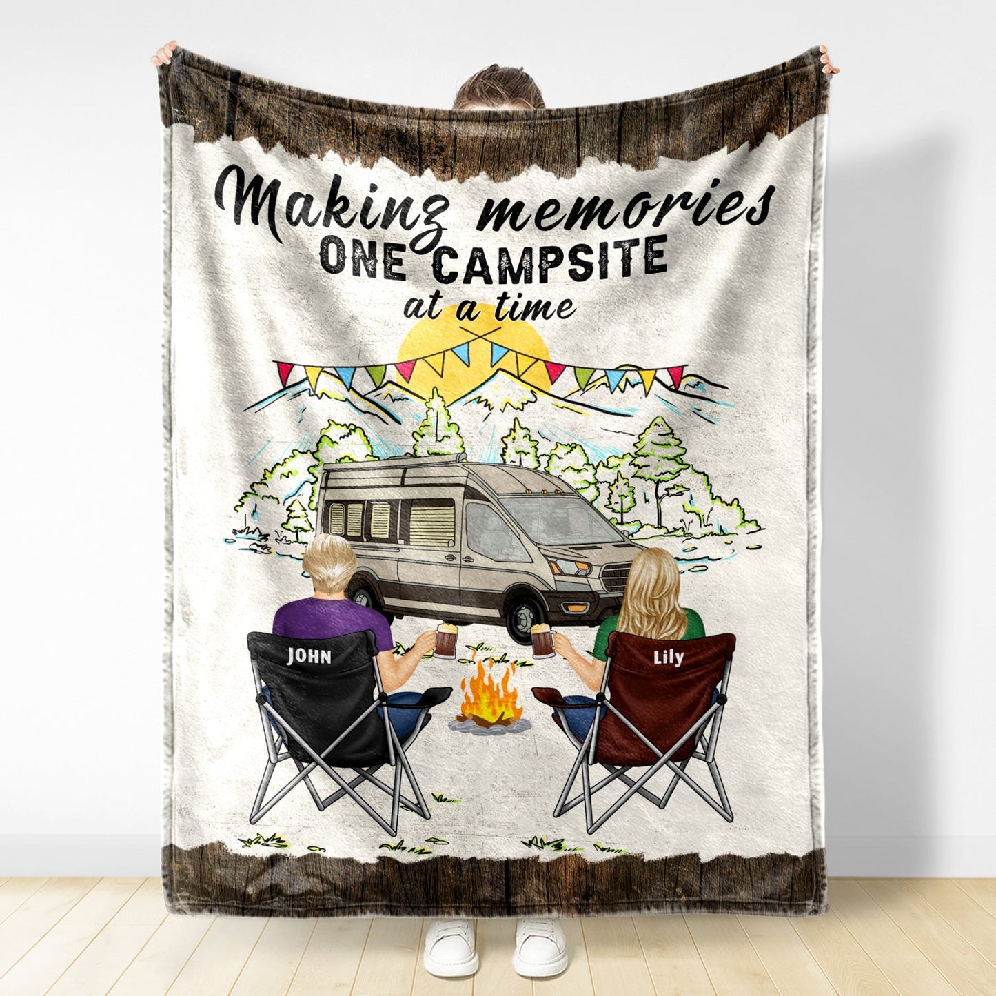 Home Is Where Making Memories One Campsite At A Time - Camping Family Gift - Personalized Fleece Blanket