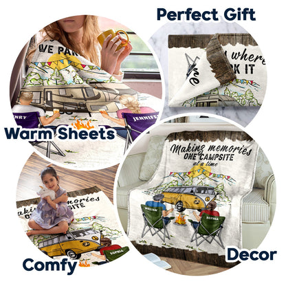 Home Is Where Making Memories One Campsite At A Time - Camping Family Gift - Personalized Fleece Blanket