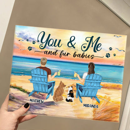 You And Me And The Dogs Peace Beach View - Gift For Pet Lovers - Personalized Horizontal Rectangle Acrylic Plaque