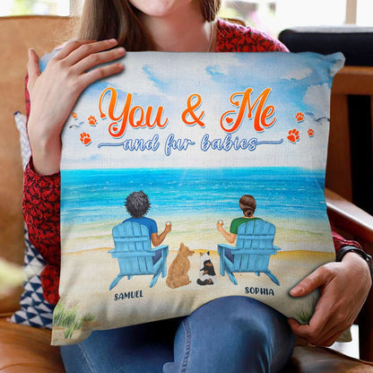 You And Me And The Dogs Peace Beach View - Gift For Pet Lovers - Personalized Pillow