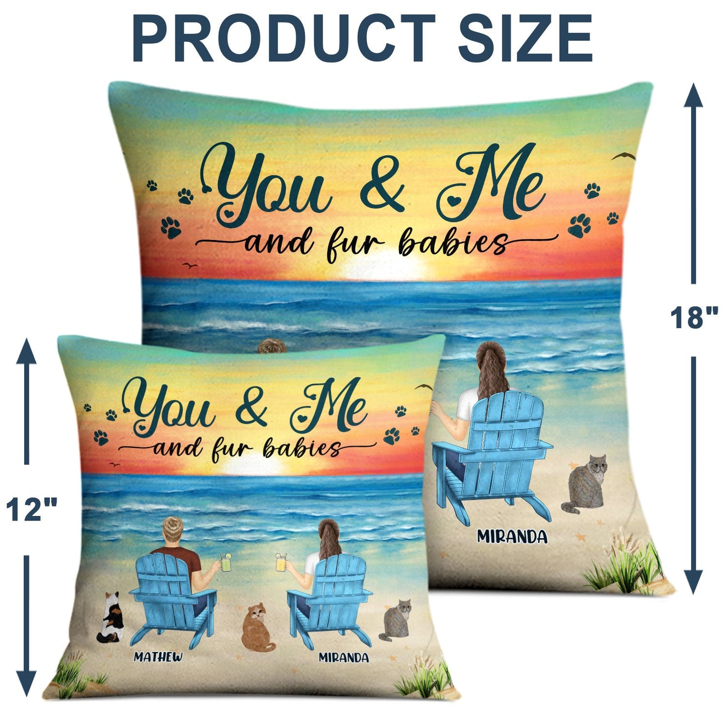 You And Me And The Dogs Peace Beach View - Gift For Pet Lovers - Personalized Pillow