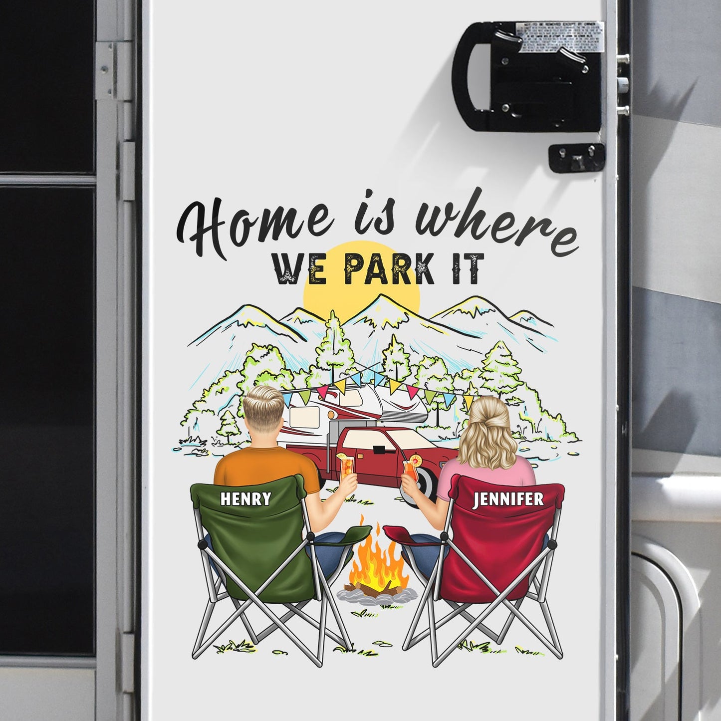 Home Is Where We Park It - Gift For Camping Lovers - Personalized Camping Decal, Decor Decal