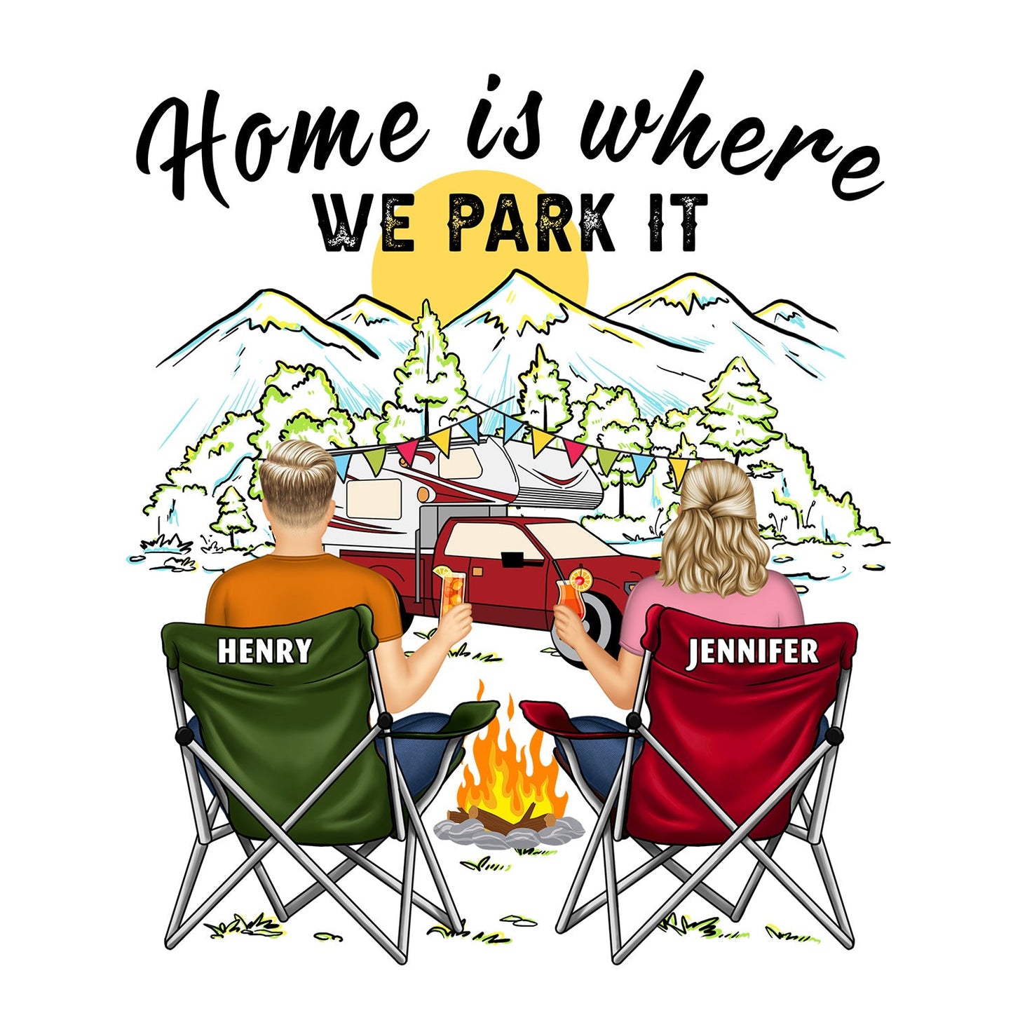 Home Is Where We Park It - Gift For Camping Lovers - Personalized Camping Decal, Decor Decal