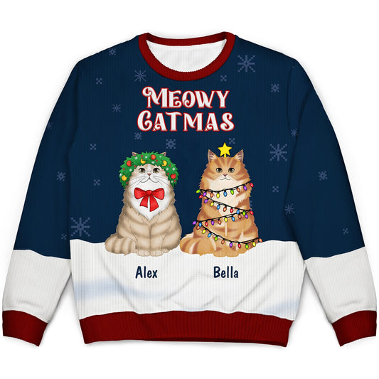 Meowy Catmas - Gift For Cat Lovers - Personalized Unisex Ugly Sweater