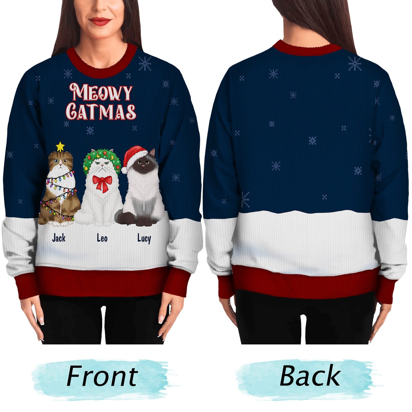 Meowy Catmas - Gift For Cat Lovers - Personalized Unisex Ugly Sweater