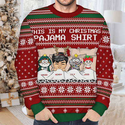 This Is My Christmas Pajama Shirt - Gift For Dog Cat Lovers - Personalized Unisex Ugly Sweater