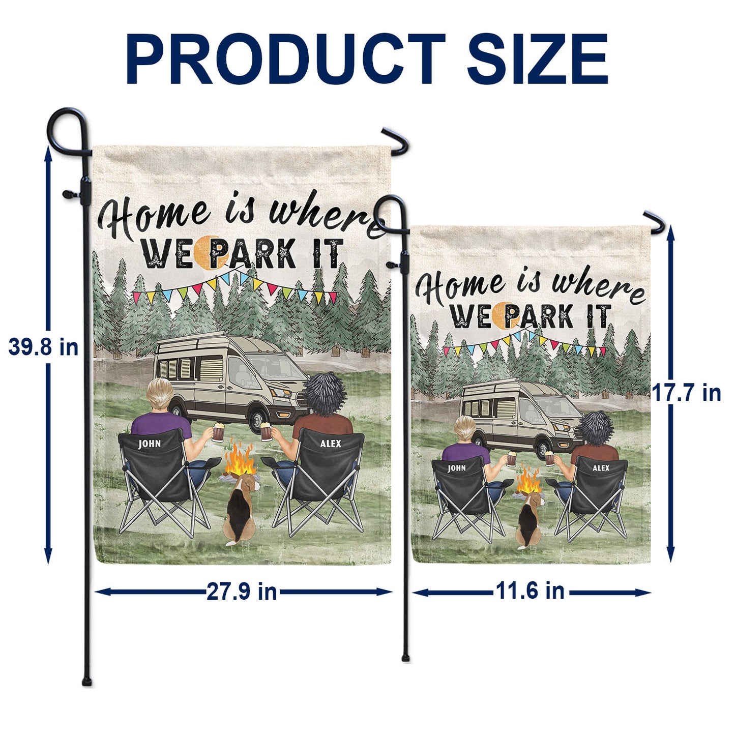 You And Me And The Dog Grass - Gift For Camping Lovers - Personalized Flag
