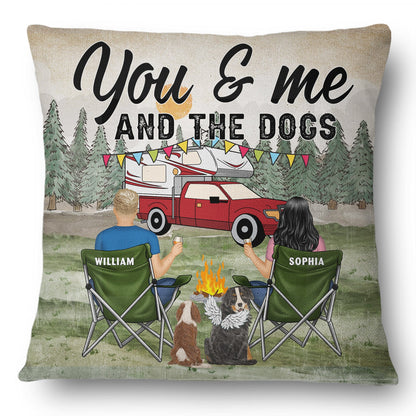 You And Me And The Dog Grass - Gift For Camping Lovers - Personalized Pillow