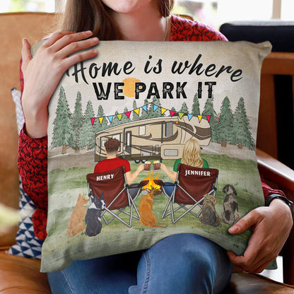 You And Me And The Dog Grass - Gift For Camping Lovers - Personalized Pillow