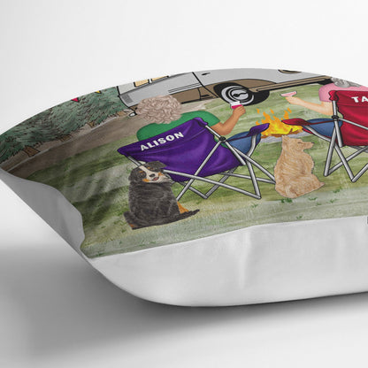 You And Me And The Dog Grass - Gift For Camping Lovers - Personalized Pillow
