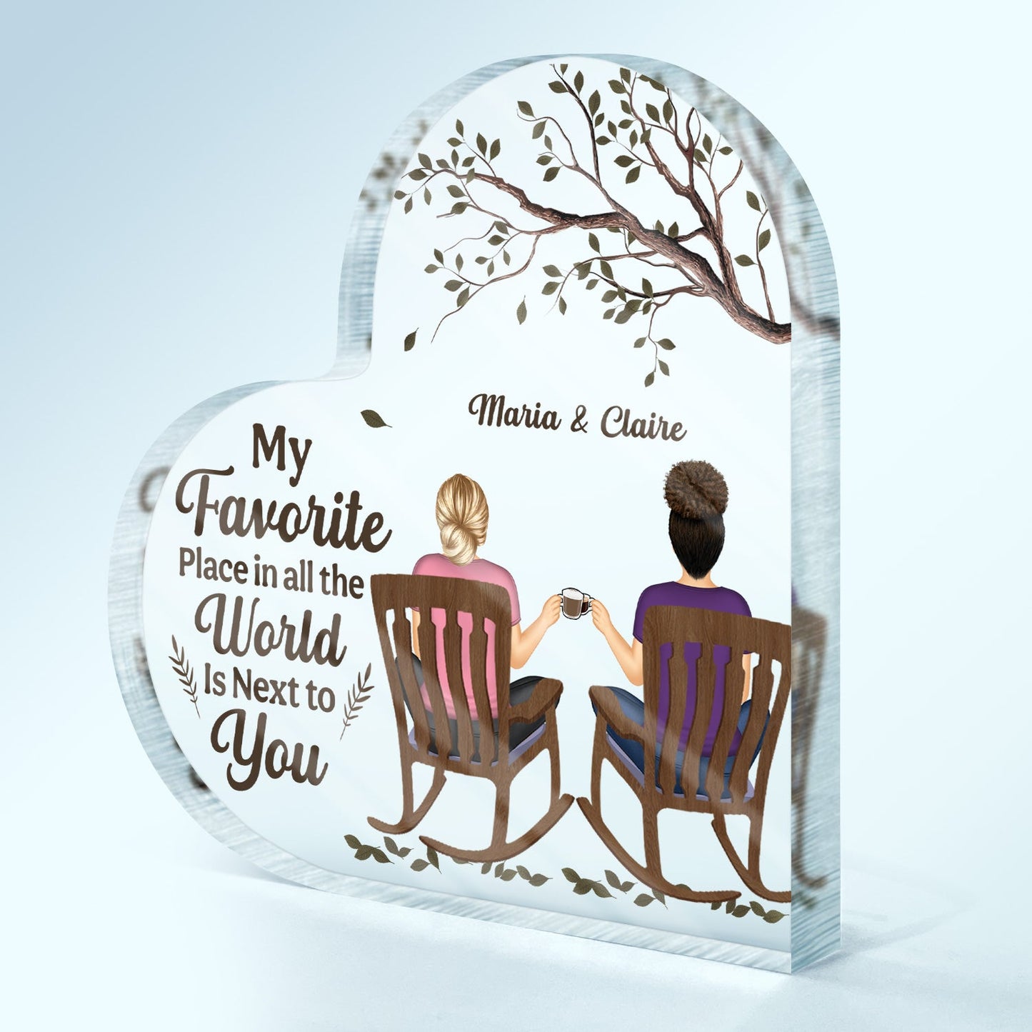 Next To You - Anniversary Gift For Couples - Personalized Heart Shaped Acrylic Plaque