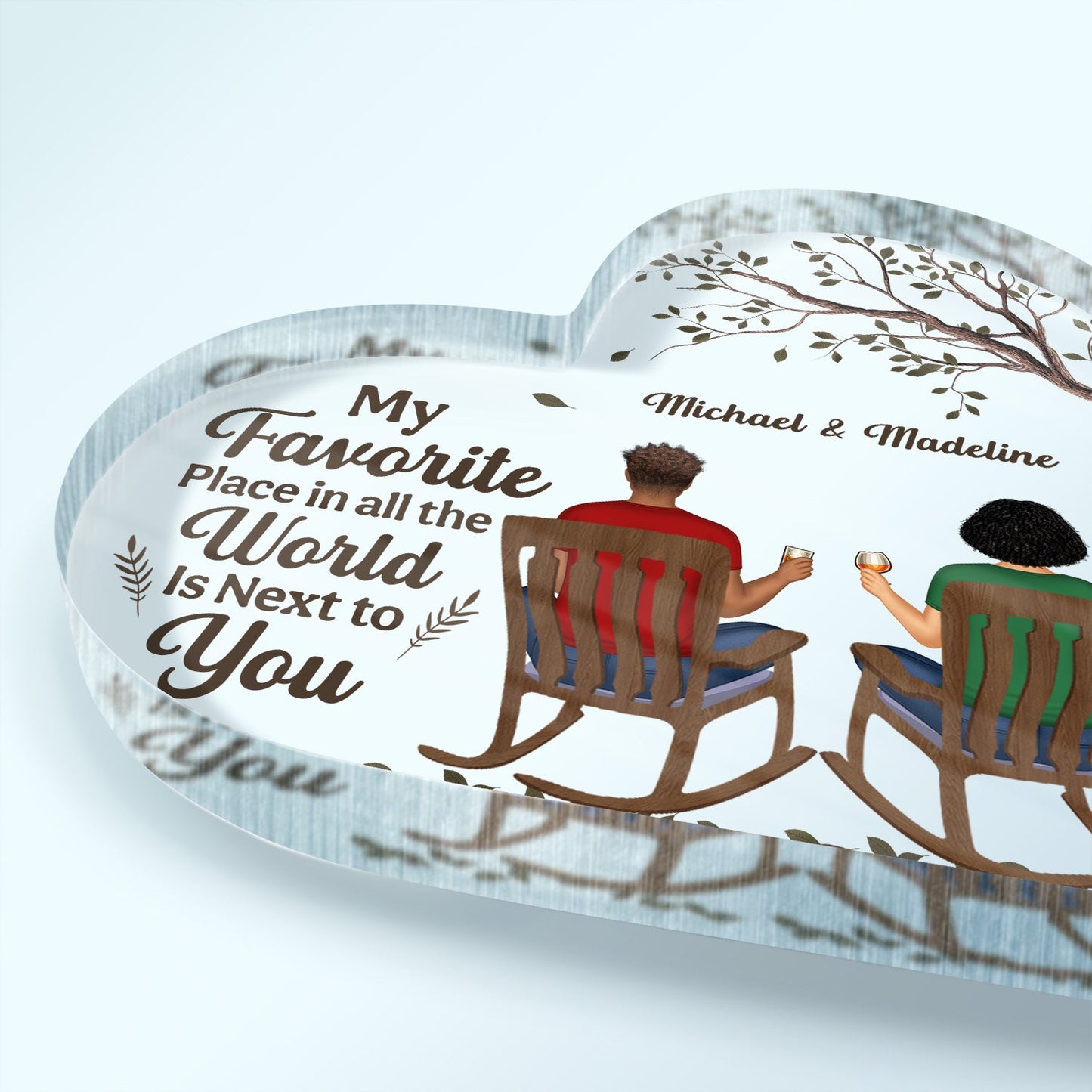 Next To You - Anniversary Gift For Couples - Personalized Heart Shaped Acrylic Plaque