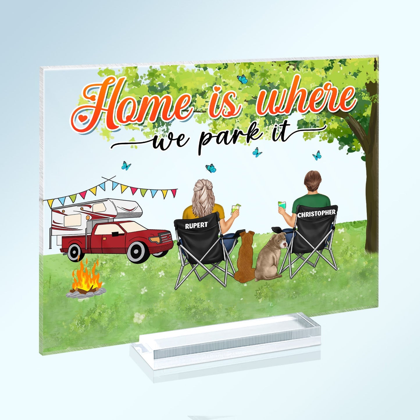 You And Me And The Pet Grass - Gift For Pet Couple, Camping Lovers - Personalized Horizontal Rectangle Acrylic Plaque