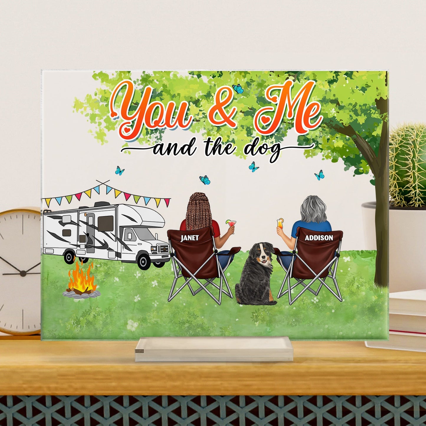 You And Me And The Pet Grass - Gift For Pet Couple, Camping Lovers - Personalized Horizontal Rectangle Acrylic Plaque
