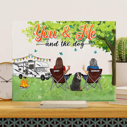 You And Me And The Pet Grass - Gift For Pet Couple, Camping Lovers - Personalized Horizontal Rectangle Acrylic Plaque