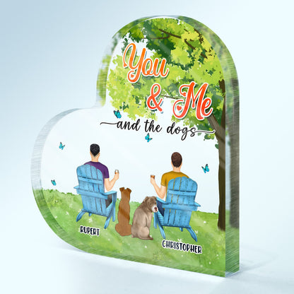 You And Me And The Pet Grass - Gift For Pet Couple - Personalized Heart Shaped Acrylic Plaque