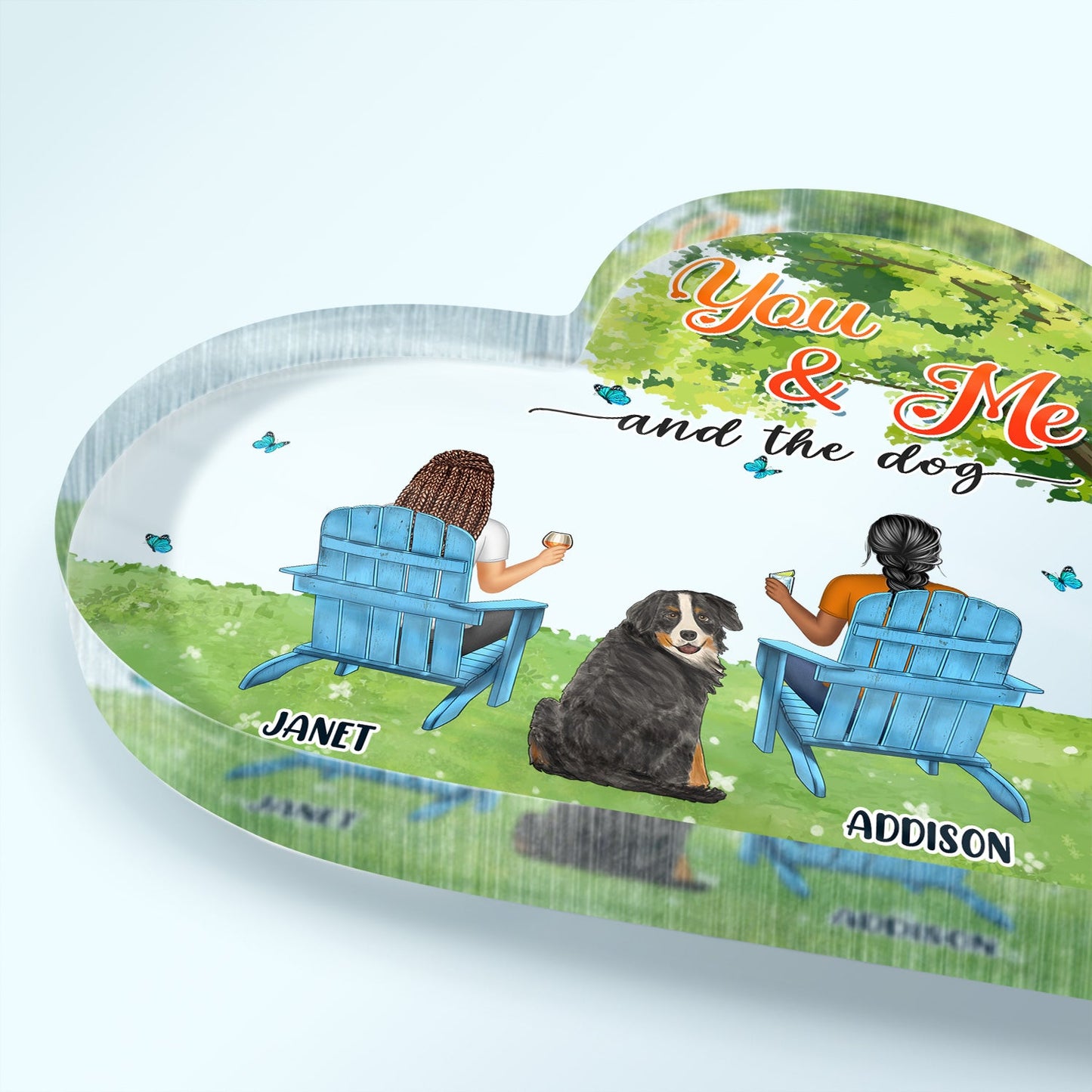 You And Me And The Pet Grass - Gift For Pet Couple - Personalized Heart Shaped Acrylic Plaque