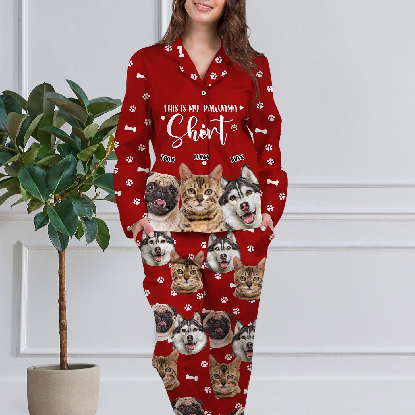 Custom Photo The Real Snuggle Official Sleepshirt - Gift For Pet Lovers, Dog Lovers, Cat Lovers - Personalized Long Pajamas Set