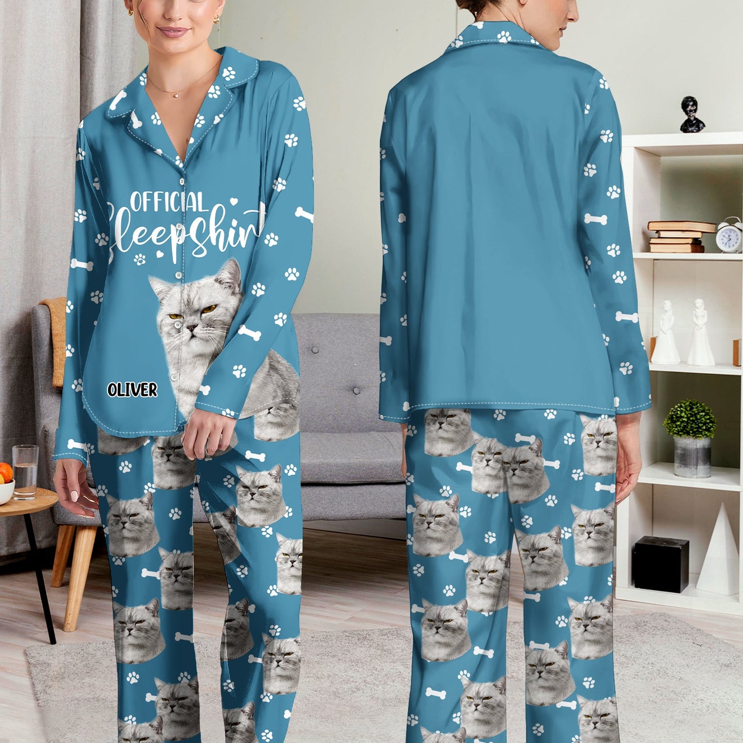 Custom Photo The Real Snuggle Official Sleepshirt - Gift For Pet Lovers, Dog Lovers, Cat Lovers - Personalized Long Pajamas Set