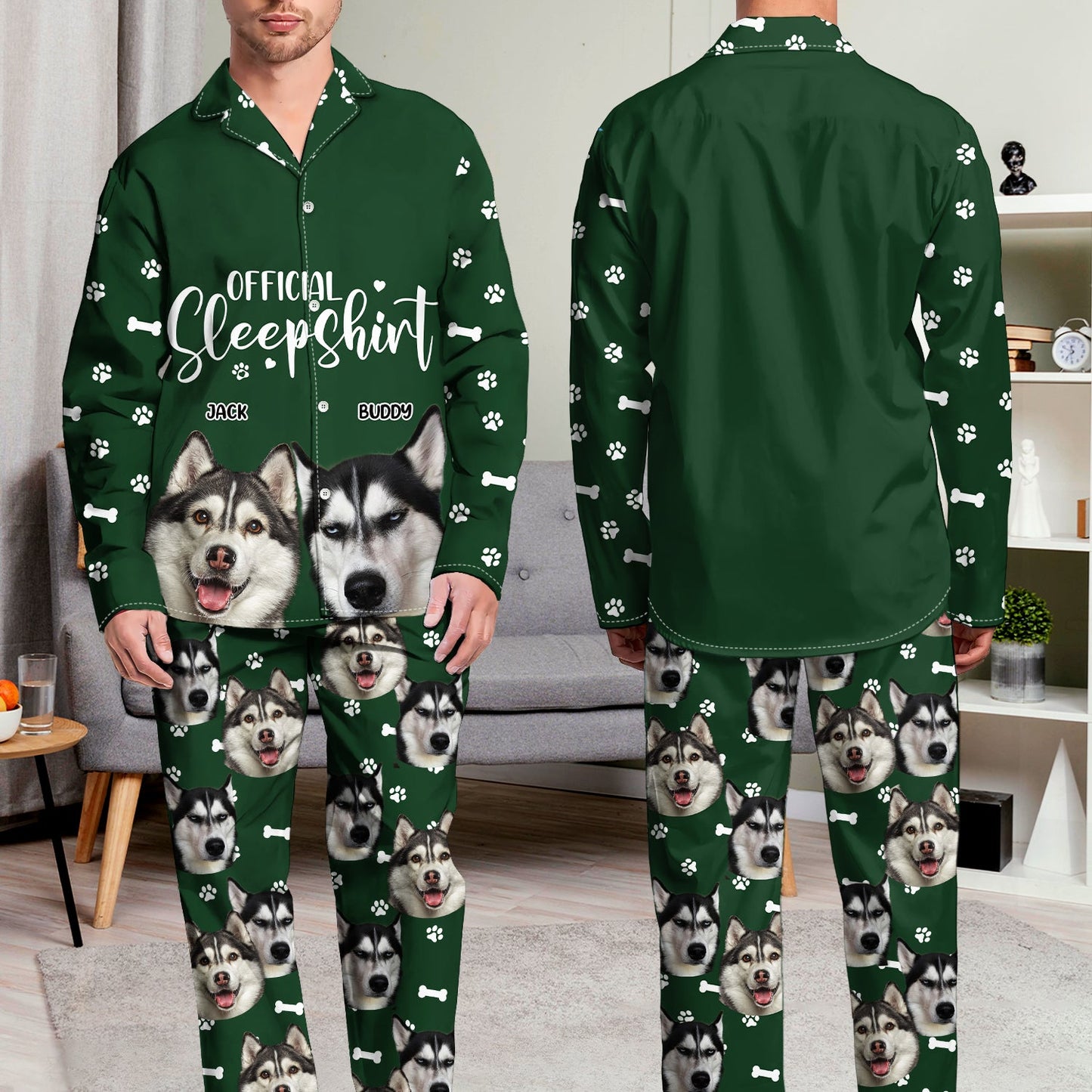 Custom Photo The Real Snuggle Official Sleepshirt - Gift For Pet Lovers, Dog Lovers, Cat Lovers - Personalized Long Pajamas Set