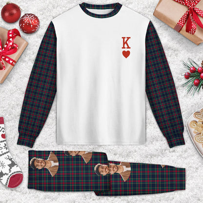 Custom Photo King Queen - Gift For Couples - Personalized Unisex Pajamas Set